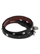 Black Leather Skull Bracelet Alexander McQueen Black Leather Skull Bracelet - Black