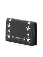 Jimmy Choo Nello Card Holder With Flap And Star Studs Jimmy Choo Nello Card Holder With Flap And Star Studs - BLACK SILVER (Black)
