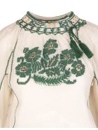 Ivory/green/beige Tassel-trim Embroidered Dress RED Valentino Ivory/green/beige Tassel-trim Embroidered Dress - India