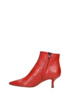 Fabio Rusconi Low Heels Ankle Boots In Red Leather Fabio Rusconi Low Heels Ankle Boots In Red Leather - red