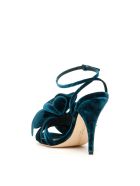 Marco de Vincenzo Velvet Sandals With Flower Marco de Vincenzo Velvet Sandals With Flower - PETROLEUM (Green)