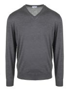 Asphalt Grey V-neck Man Pullover Fedeli Asphalt Grey V-neck Man Pullover - Asfalto