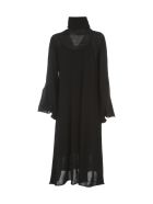 Liviana Conti Wool Long Dress L/s High Neck W/slit Liviana Conti Wool Long Dress L/s High Neck W/slit - Nero