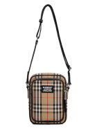 Burberry Messenger Bag With Check Motif Burberry Messenger Bag With Check Motif - Beige