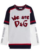 Dolce & Gabbana Cotton Sweater With Front Logo Print Dolce & Gabbana Cotton Sweater With Front Logo Print - White