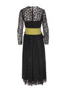 Long Dress In Black Tulle Flock With Leo Panther Motif RED Valentino Long Dress In Black Tulle Flock With Leo Panther Motif - Nero/verde fluo