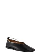 Jil Sander Leather Stitch Ballerina Pumps With Silver Bangle Jil Sander Leather Stitch Ballerina Pumps With Silver Bangle - Black