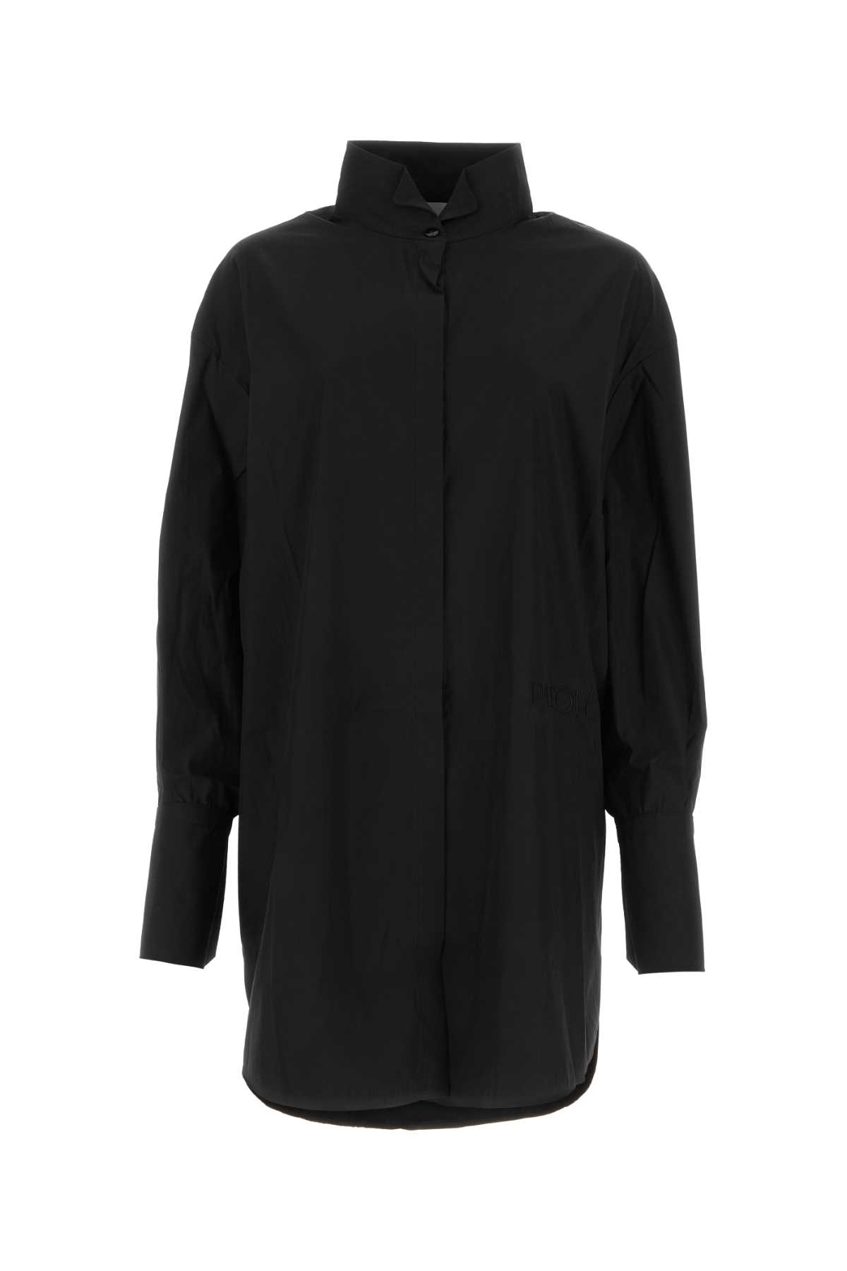 black poplin shirt dress