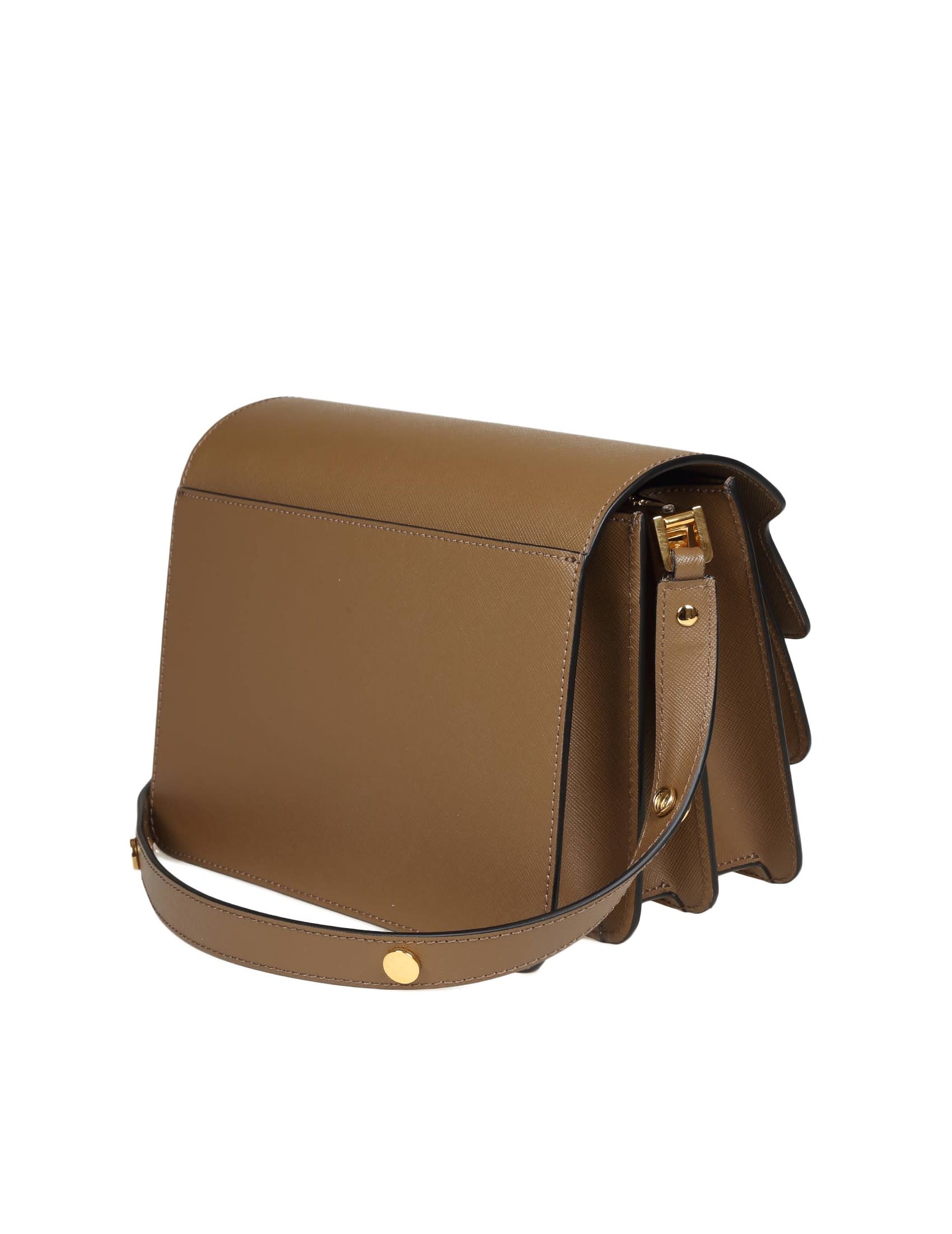 Marni Medium Trunk Bag In Taupe Color Leather | italist