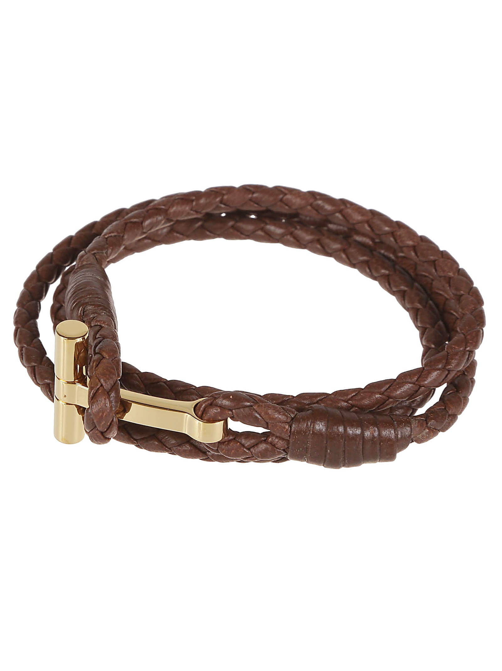 【関税込み】TOM FORD ブラック Woven Leather T ブレスレット BRAIDED LEATHER T BRACELET | Tom Ford Fashion