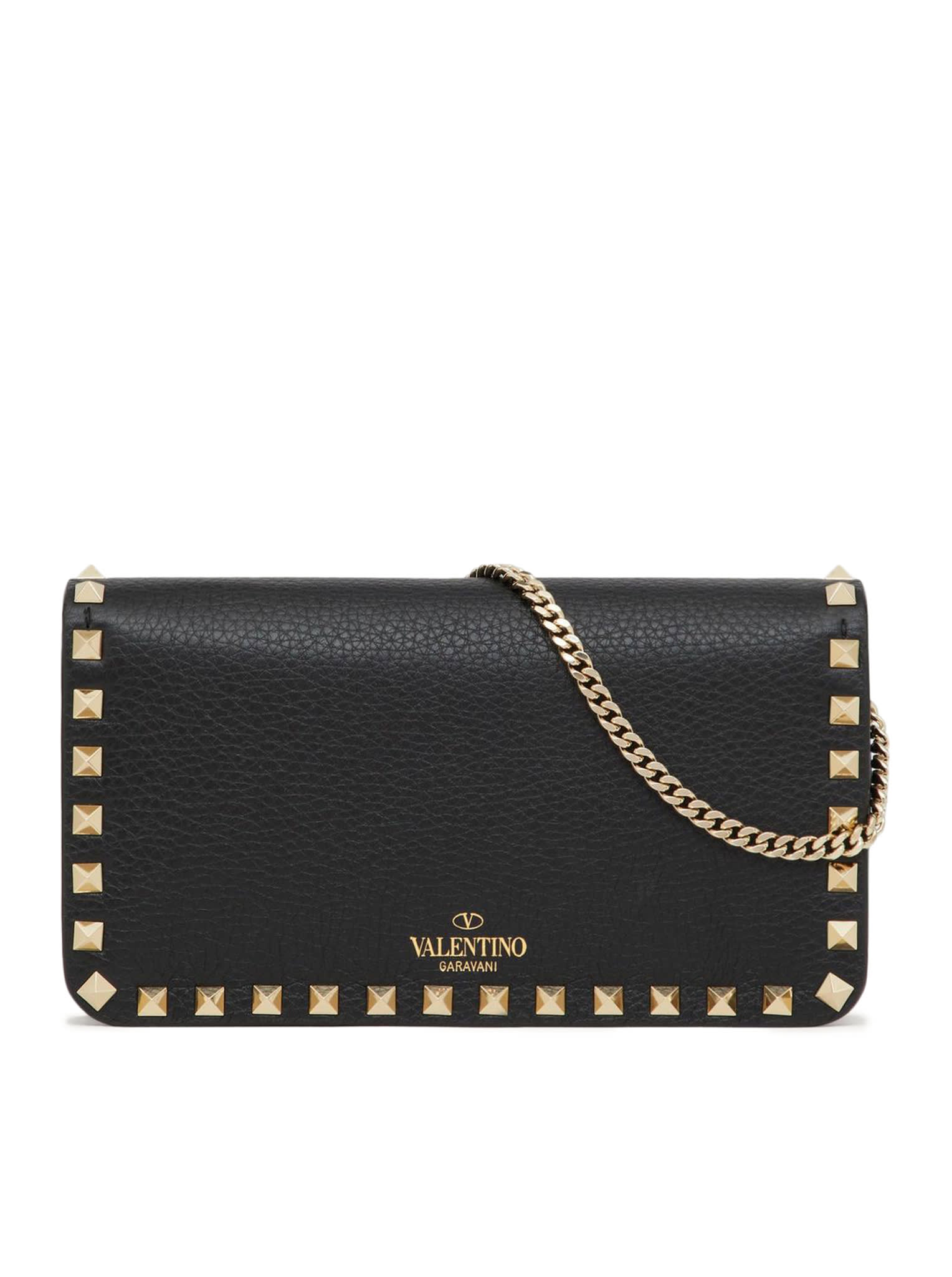 Valentino Garavani Rockstud Chain ??pouch In Garnet Calfskin