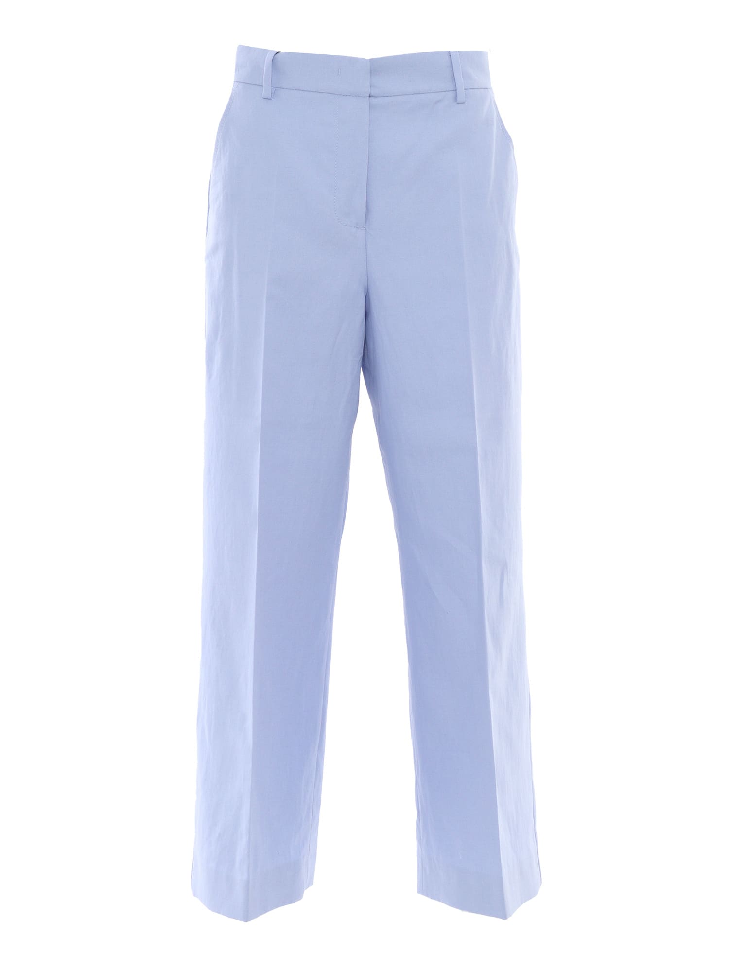 パンツ Weekend Max Mara Zircone Long Trouser Cotton and linen canvas trousers, light blue | 