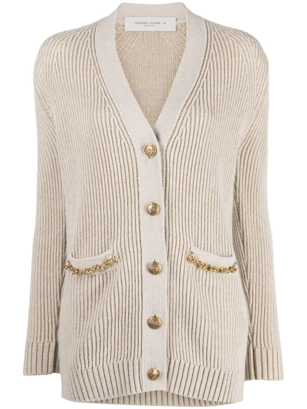 メーカー公式ショップ】 GOLDEN CARDIGAN JACQUARD RIBBED GOOSE