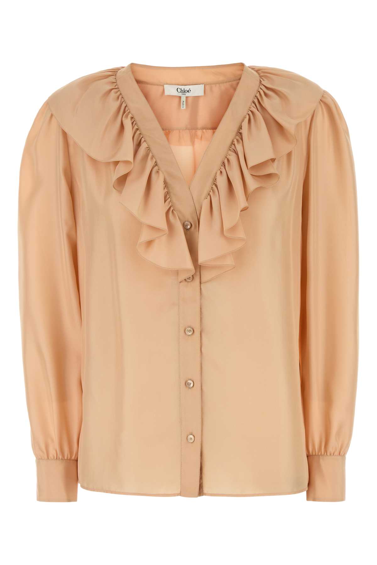 Tシャツ・カットソー Chloe SS25 Peach satin shirt (CH25UHT67489 6H7) Chloé Peach Satin Shirt | italist