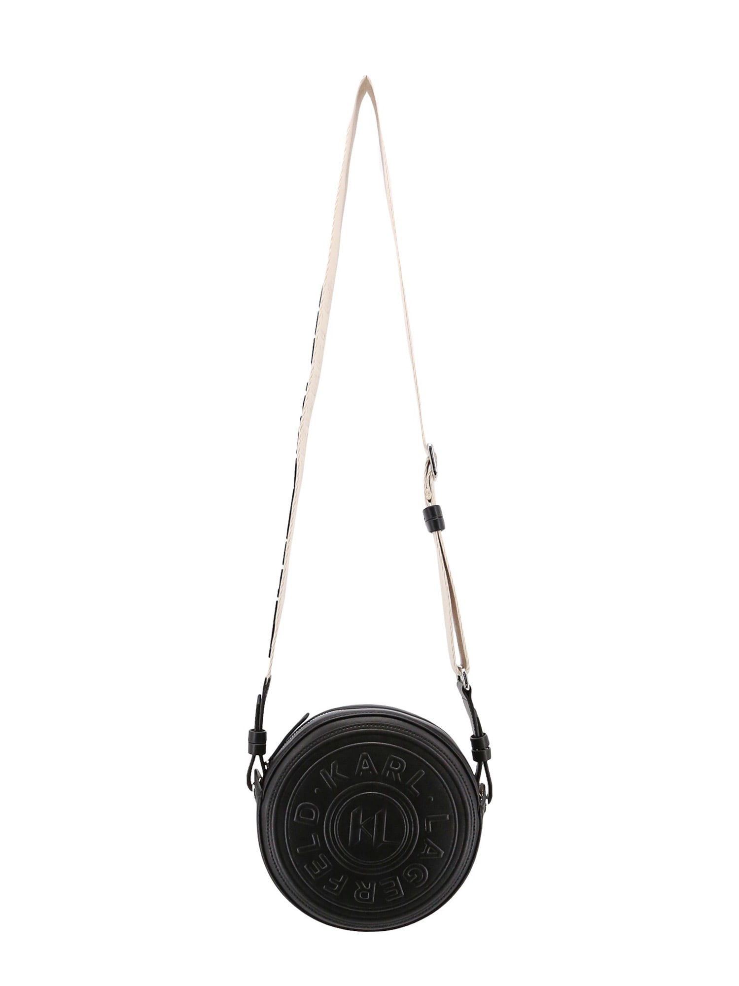 Women's K/CIRCLE EMBOSSED LOGO ROUND CROSSBODY BAG by KARL LAGERFELD