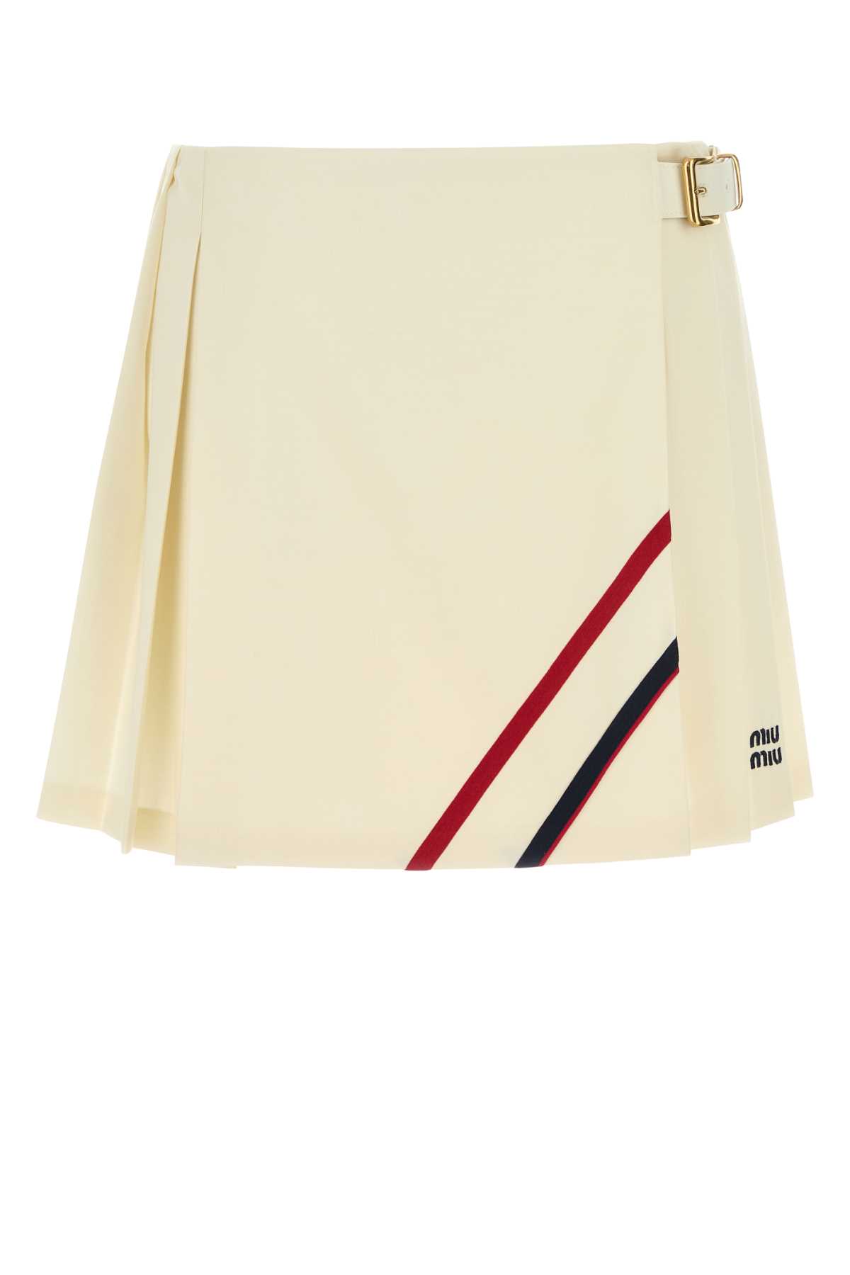 Miu Miu Cream Canvas Mini Skirt | italist