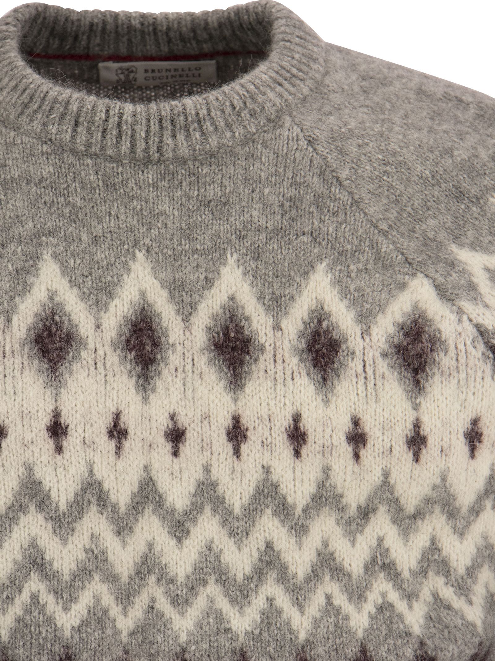 Brunello Cucinelli Icelandic Jacquard Buttoned Sweater In Alpaca