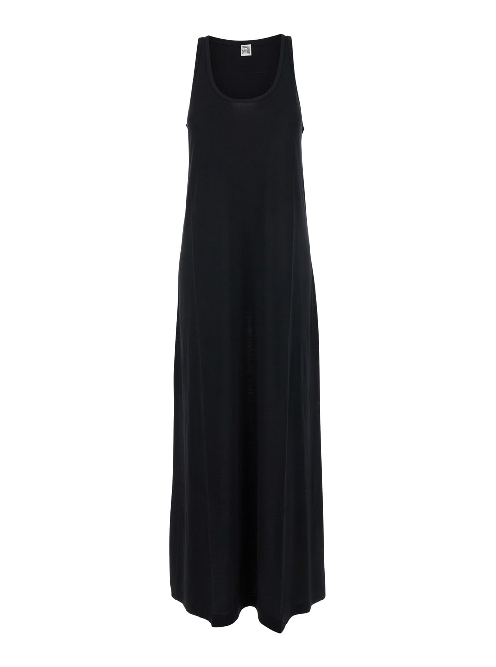 long black dress with scoop neck in jersey woman