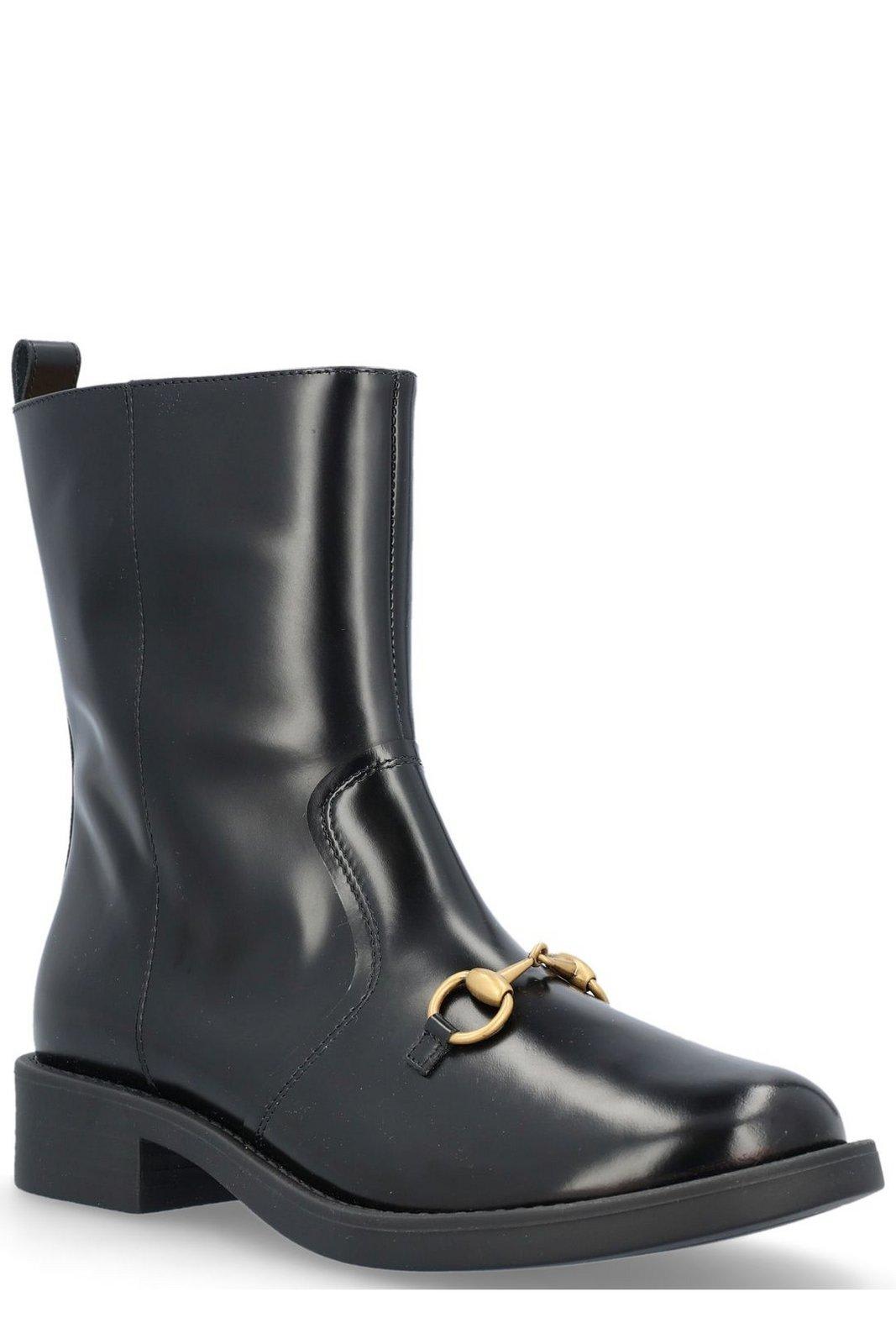 Gucci Horsebit Detailed Round Toe Ankle Boots | italist, ALWAYS LIKE A SALE