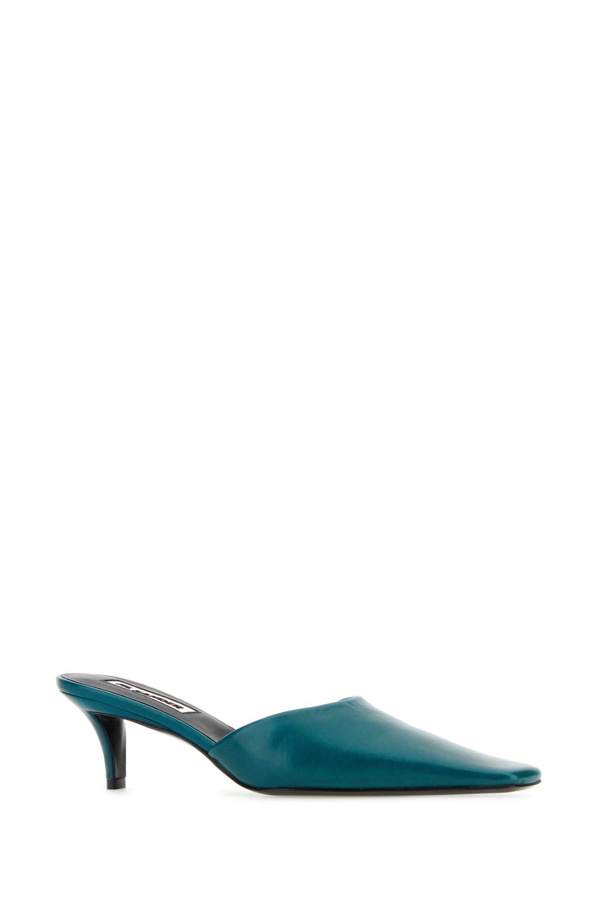 Jil Sander Teal Green Leather Mules | italist