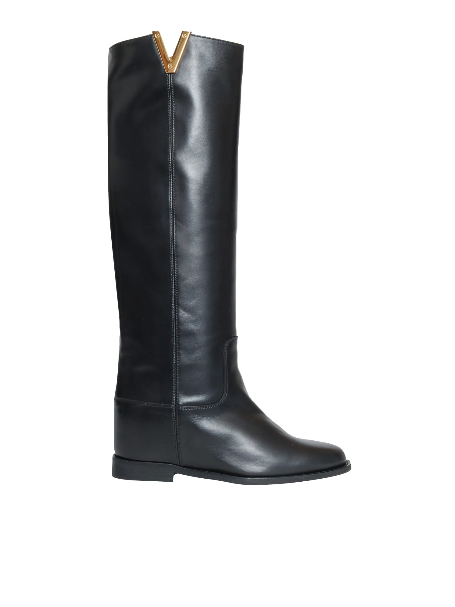 ロングブーツ VIA ROMA 15 FW25 STIVALE A V ORO (2568 NERO) Via Roma 15 V Gold Boots | italist