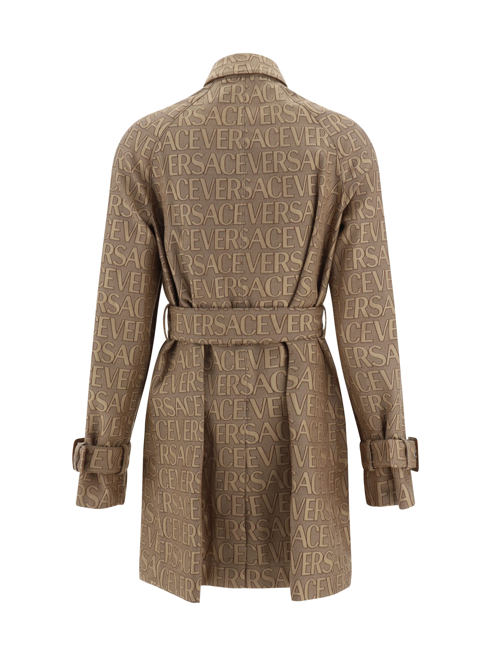 【送料&関税込】Versace Cotton Blend Trench Coat VERSACE Icons belted double-breasted cotton-gabardine trench