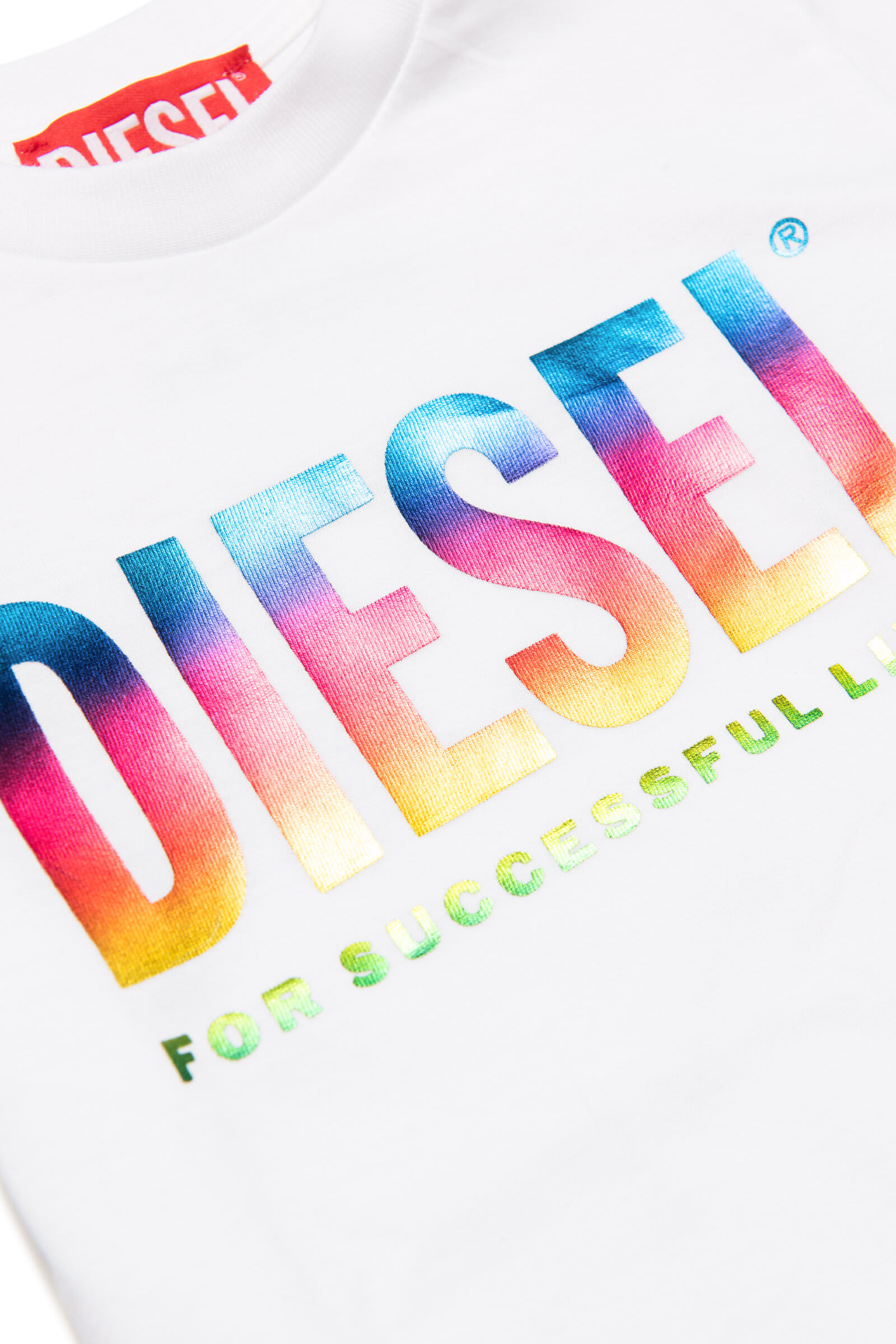 Tmylb T-shirt Diesel White Jersey T-shirt With Rainbow Logo
