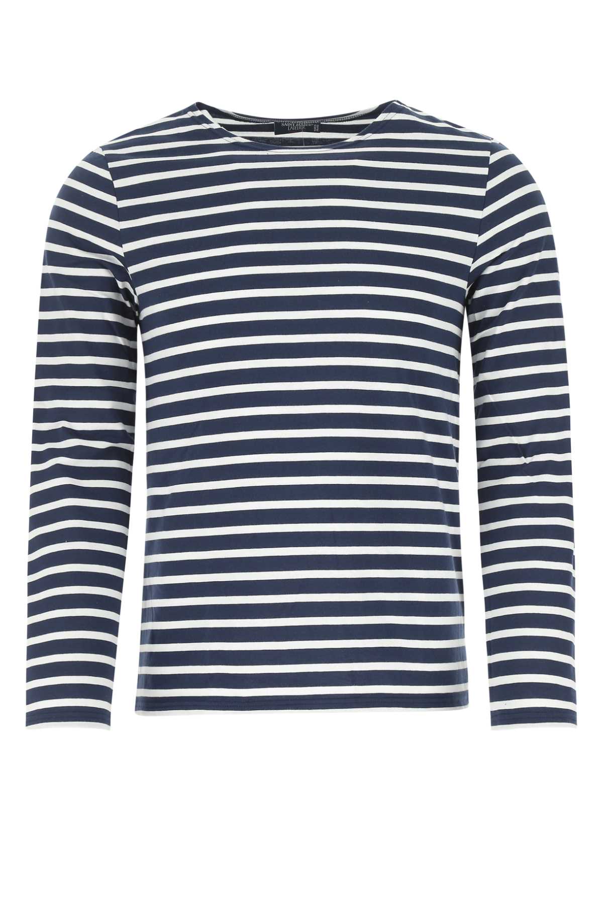 Tシャツ・カットソー SAINT JAMES Embroidered cotton t-shirt (9858 MARINENEIGE) Saint James T-shirt Cut and Sew White Blue Men's ST.JAMES 9858