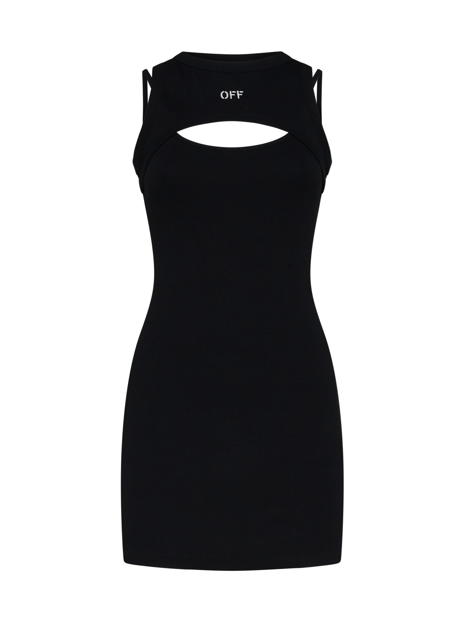 black mini dress with logo