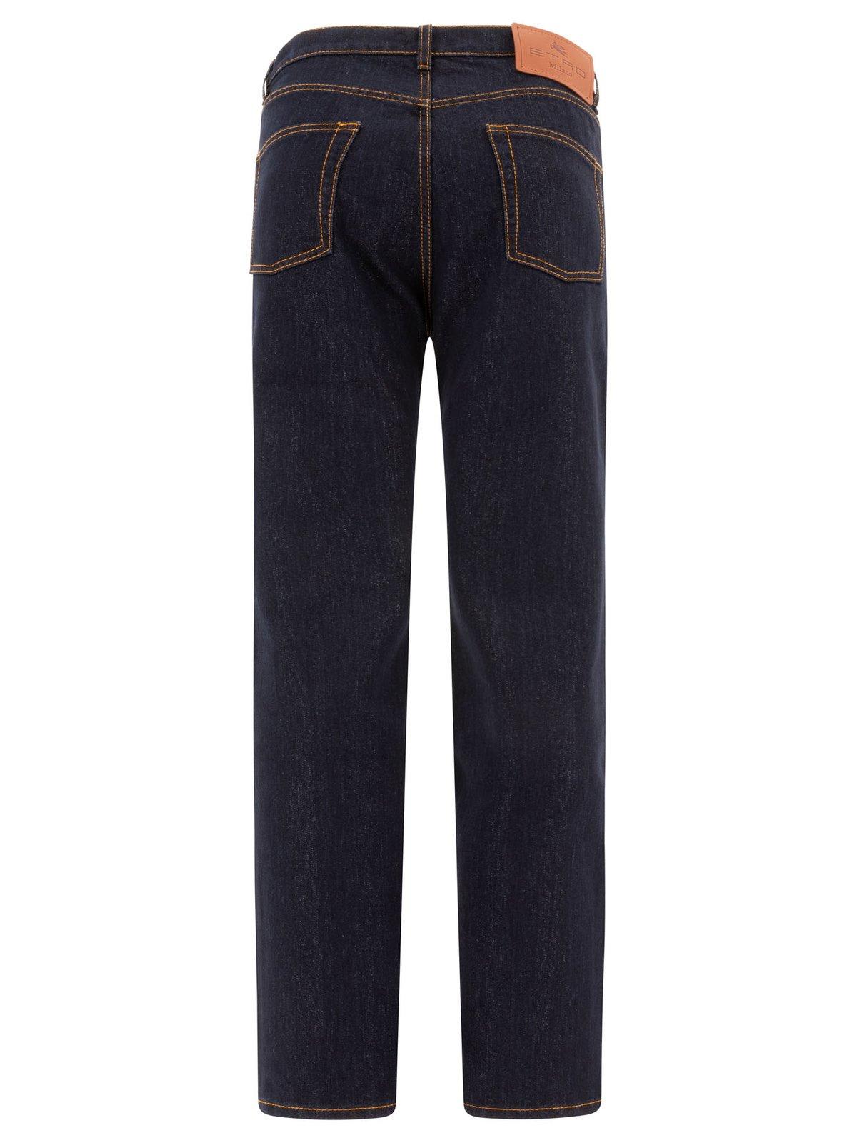 パンツ Etro Blue Viscose Straight Trousers Printed silk crêpe de chine straight pants in blue - Etro