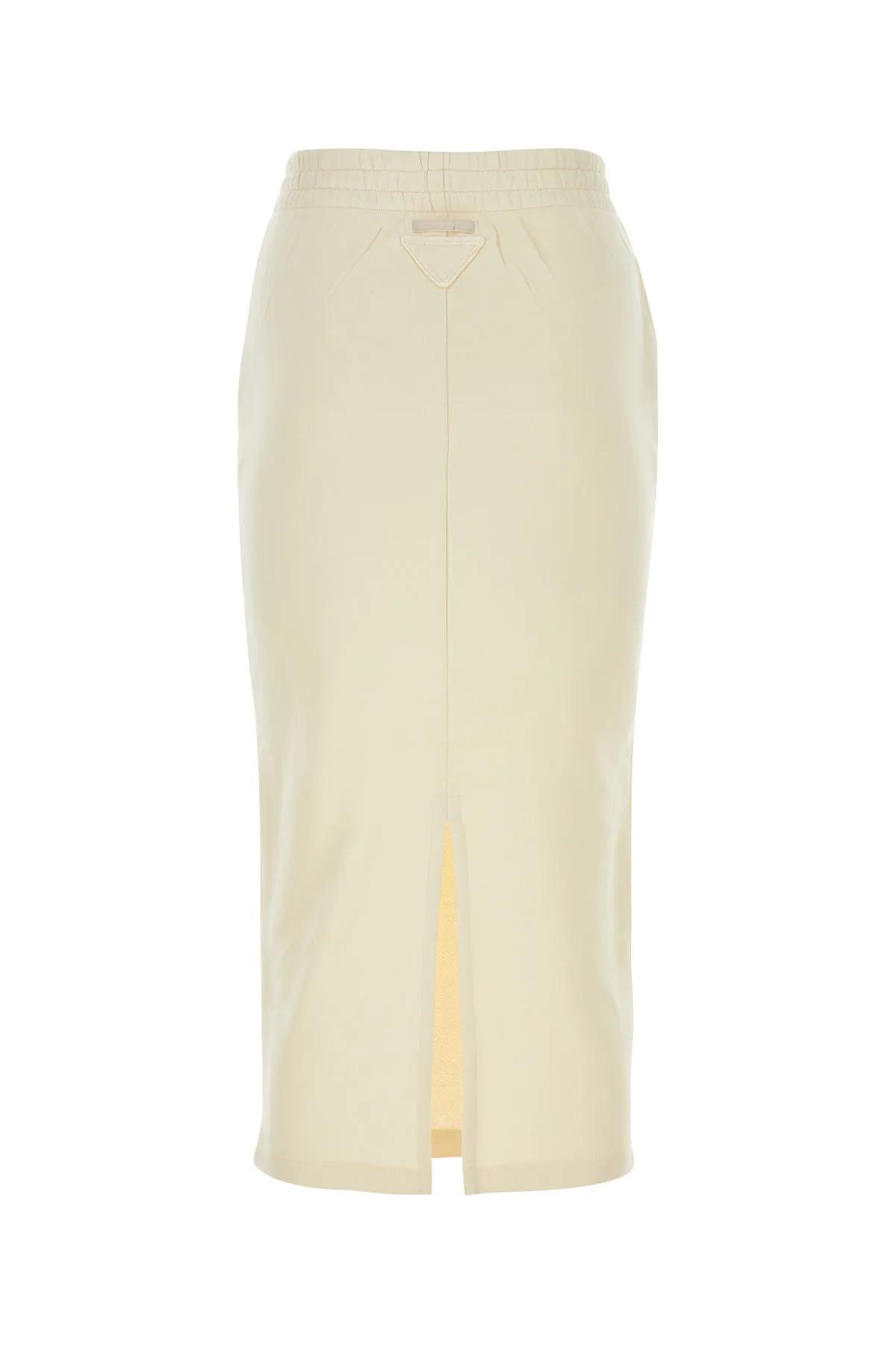 スカート PRADA FW24 Cream cotton skirt (131104SOOO15EZ F0018) Prada Cream Cotton Skirt | italist