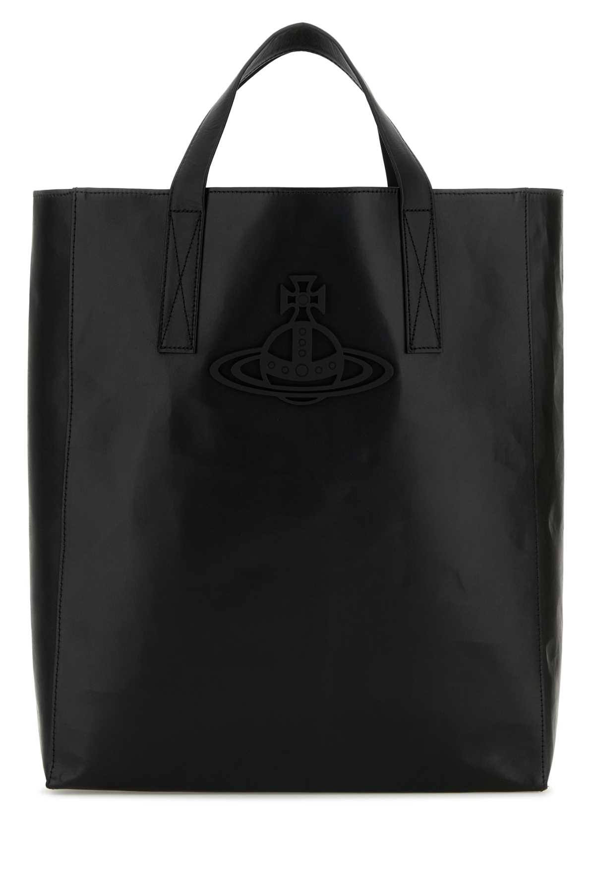 トートバッグ Vivienne Westwood Black Leather Medium Sarah Shopping Bag Vivienne Westwood Black Leather Medium Sarah Shopping Bag