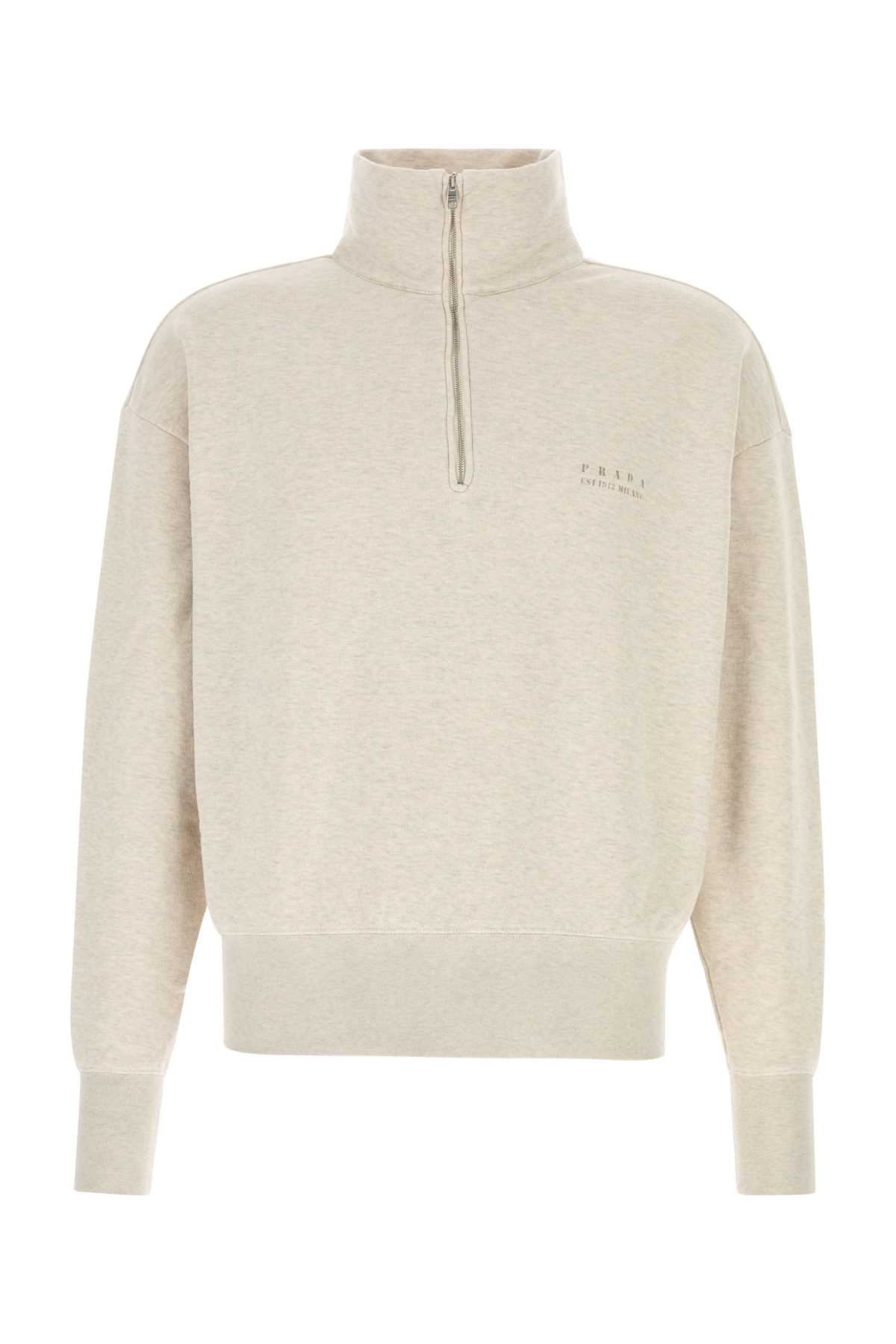 【関税&送料込】Prada Melange Sand Cotton Sweatshirt Prada Melange Sand Cotton Sweatshirt | italist