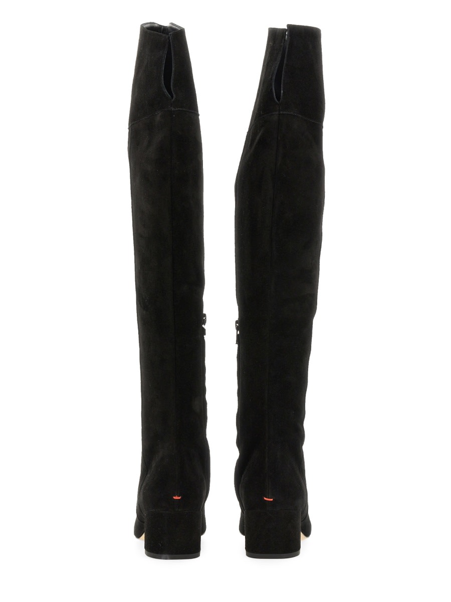 ロングブーツ aeyde FW22 BOOT LETIZIA (LETIZIA_BLACK) AEYDE Letizia Suede Over-The-Knee Boots in Black | endource