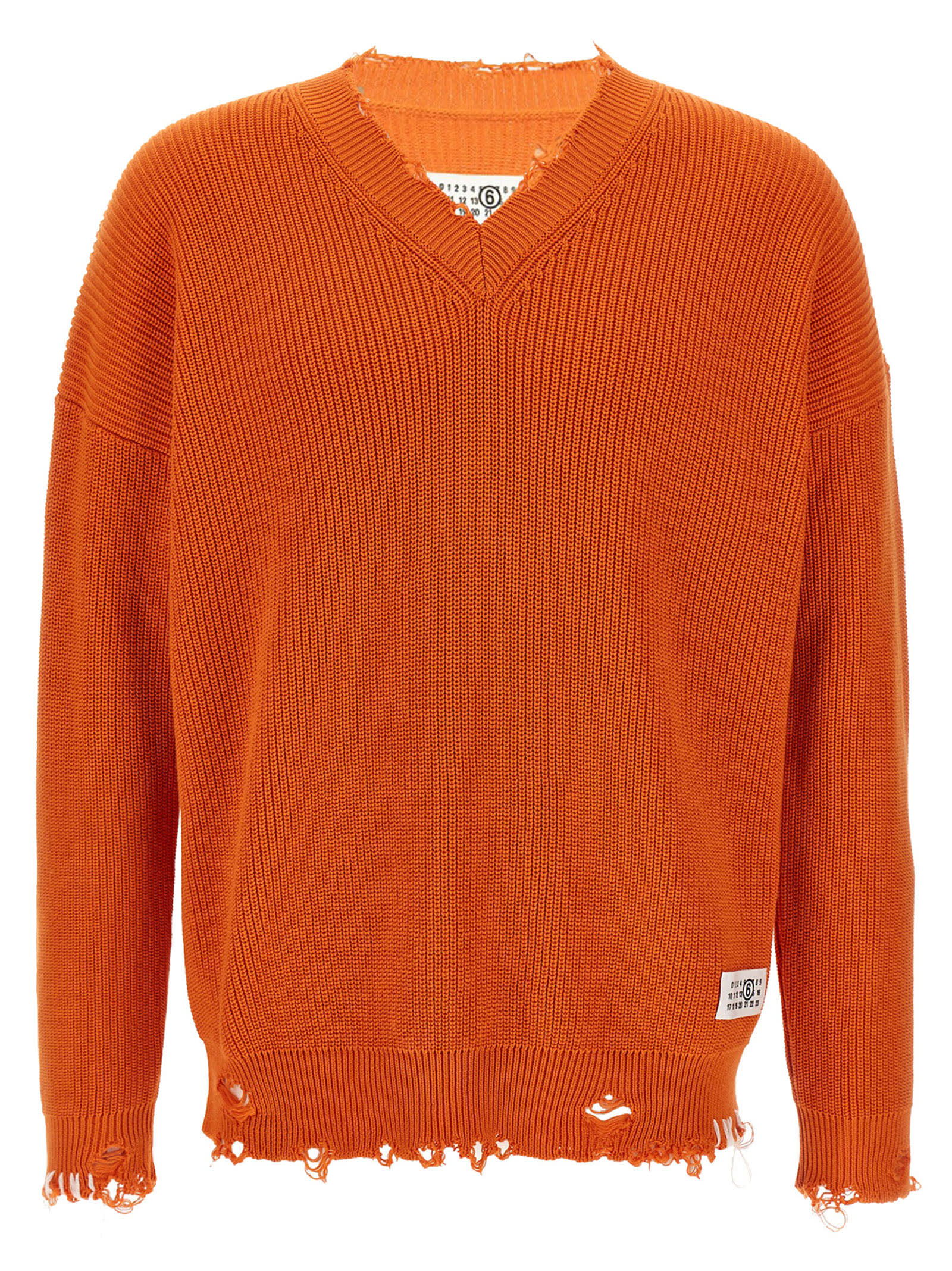 【送料&関税込】MM6 Maison Margiela Destroyed Sweater Distressed cotton and wool sweater in black - MM 6 Maison
