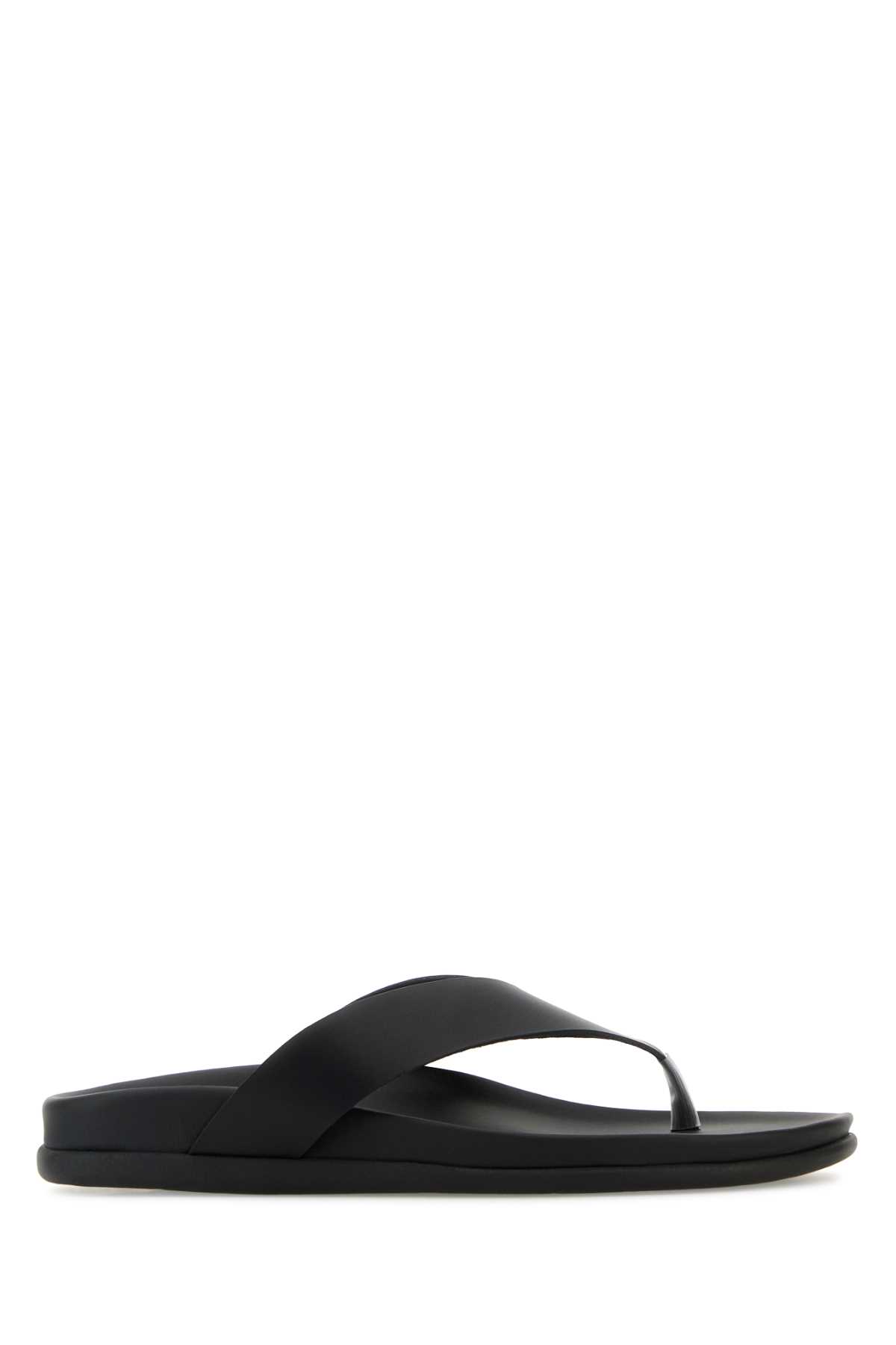 サンダル・ミュール ANCIENT GREEK SANDALS Black leather Charys thong slippers Charys leather sandals in black - Ancient Greek Sandals