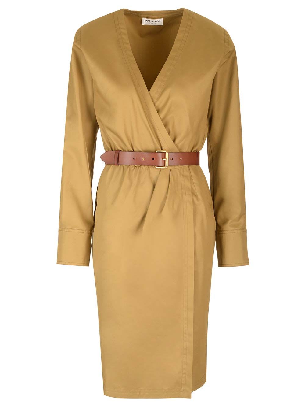 【送料&関税込】Saint Laurent Wrap Midi Dress Saint Laurent Belted Wrap Midi Dress | Black | FARFETCH