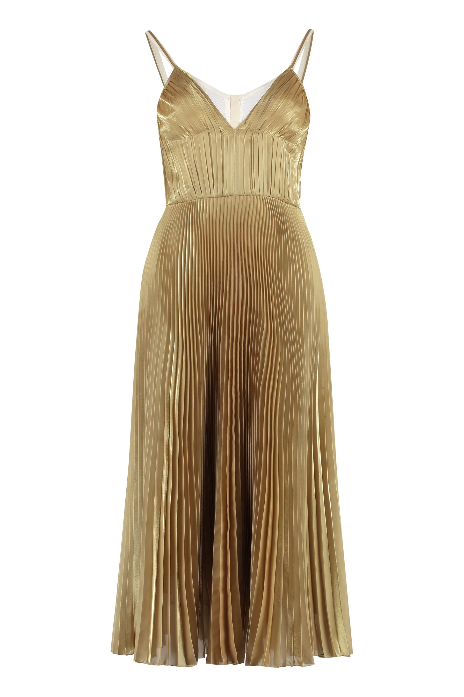 pleated midi dress