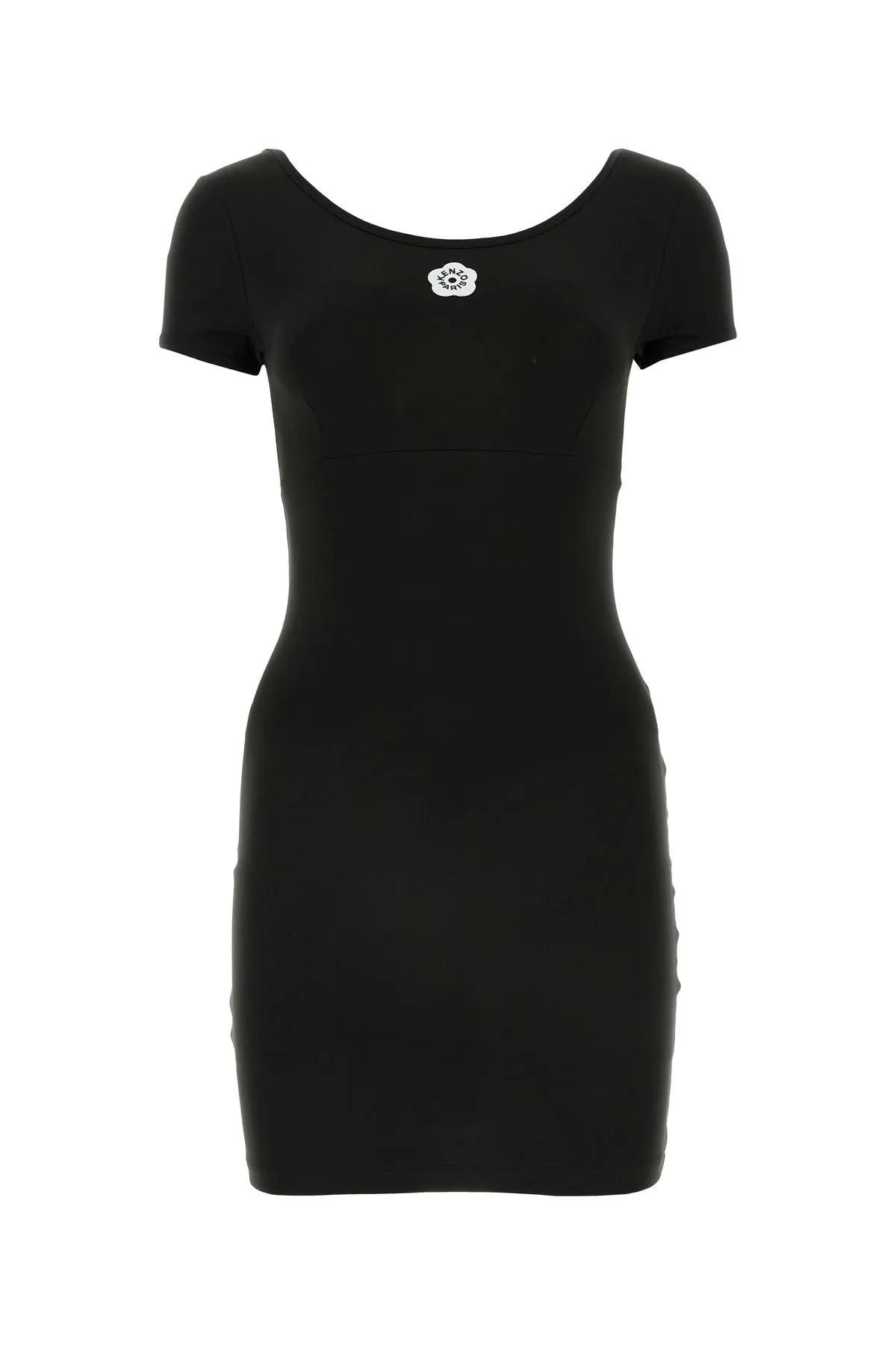 black stretch cotton mini dress