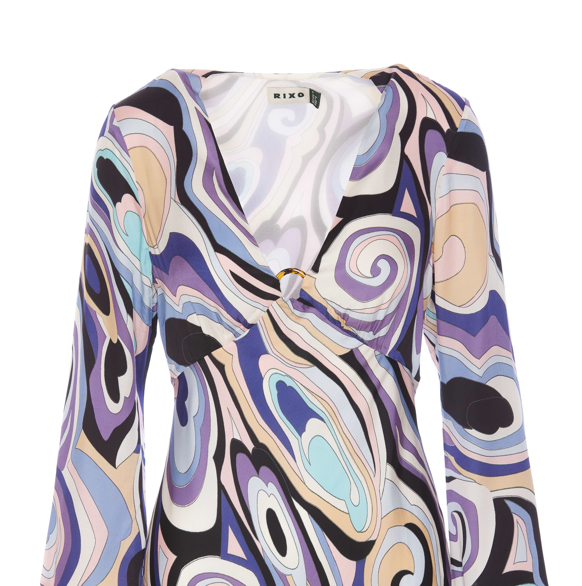 ワンピース Rixo TERRI MIDI SATIN DRESS Terri Satin Midi Dress in Purple Marble Ocean