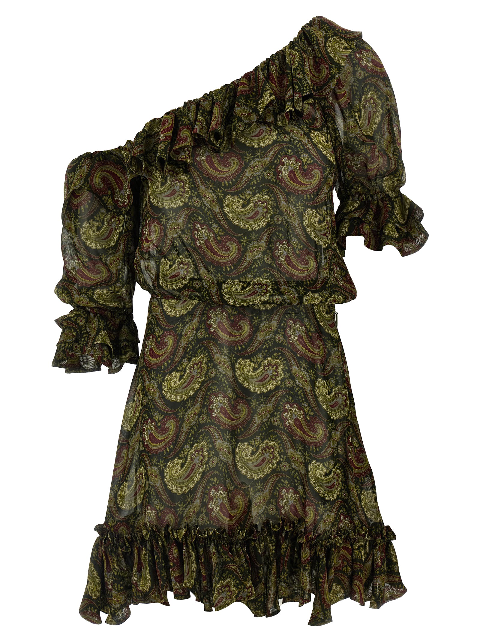 ワンピース Saint Laurent SS25 Paisley dress (815701Y4K95 3689) ruffled dress in paisley muslin | Saint Laurent | YSL DK
