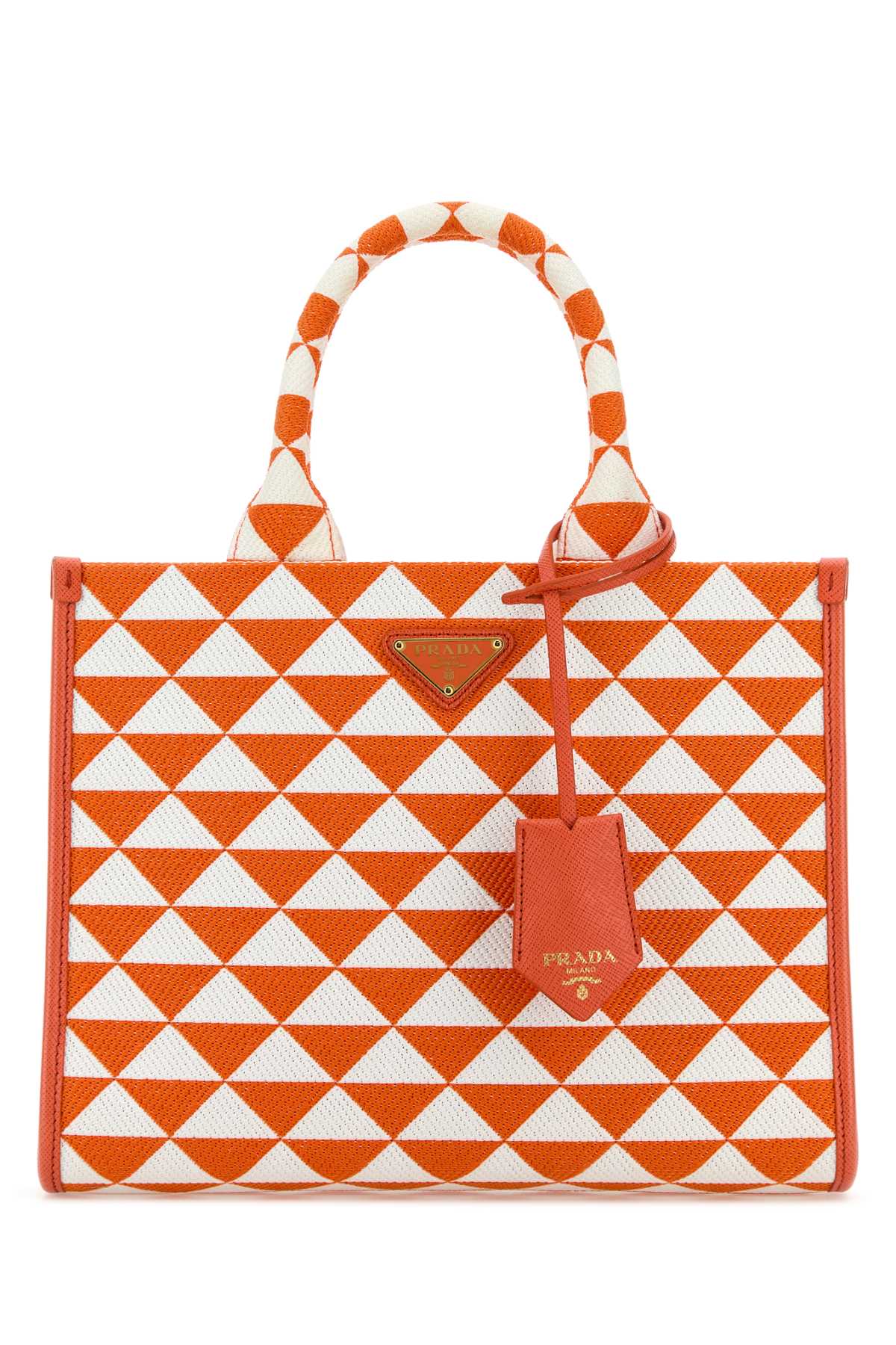 トートバッグ PRADA EMBROIDERED FABRIC SMALL SYMBOLE SHOPPING BAG Prada Embroidered Fabric Small Symbole Shopping Bag