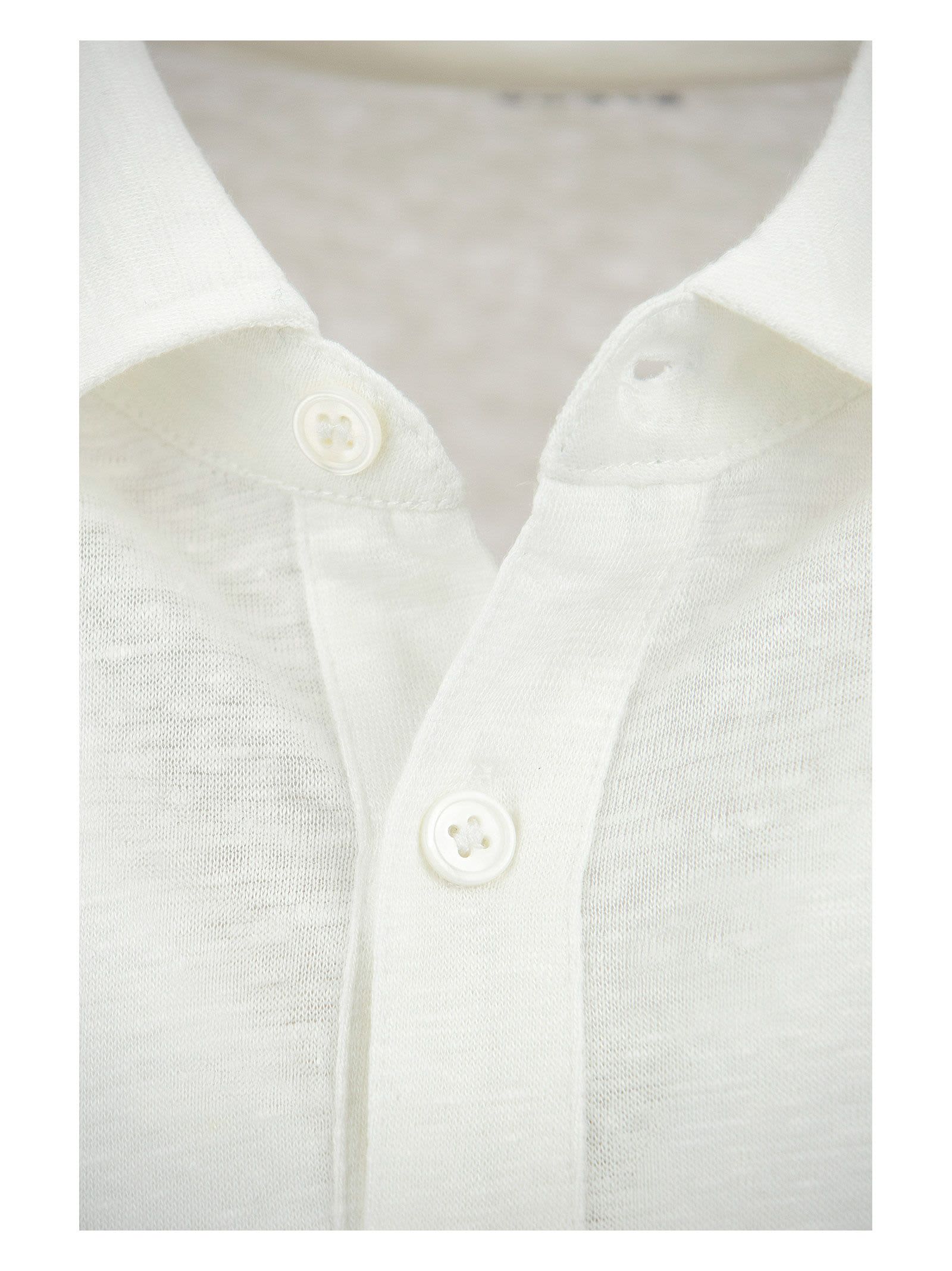 Majestic Filatures Linen Polo Shirt With Short Sleeves