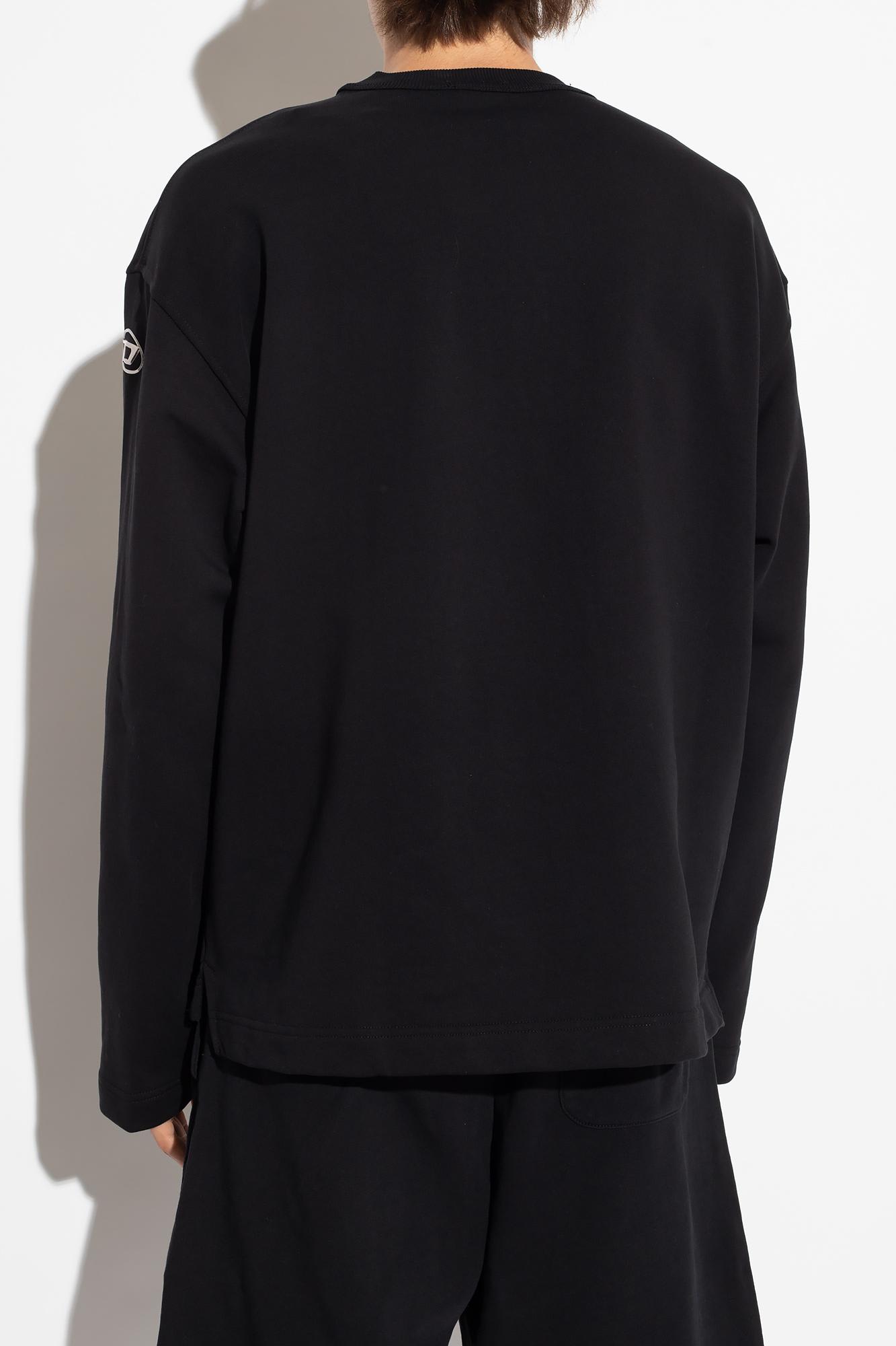 【美品】DIESEL S-Macsis-Od Men's Oversized sweatshirt with metallic logo | Black | Diesel
