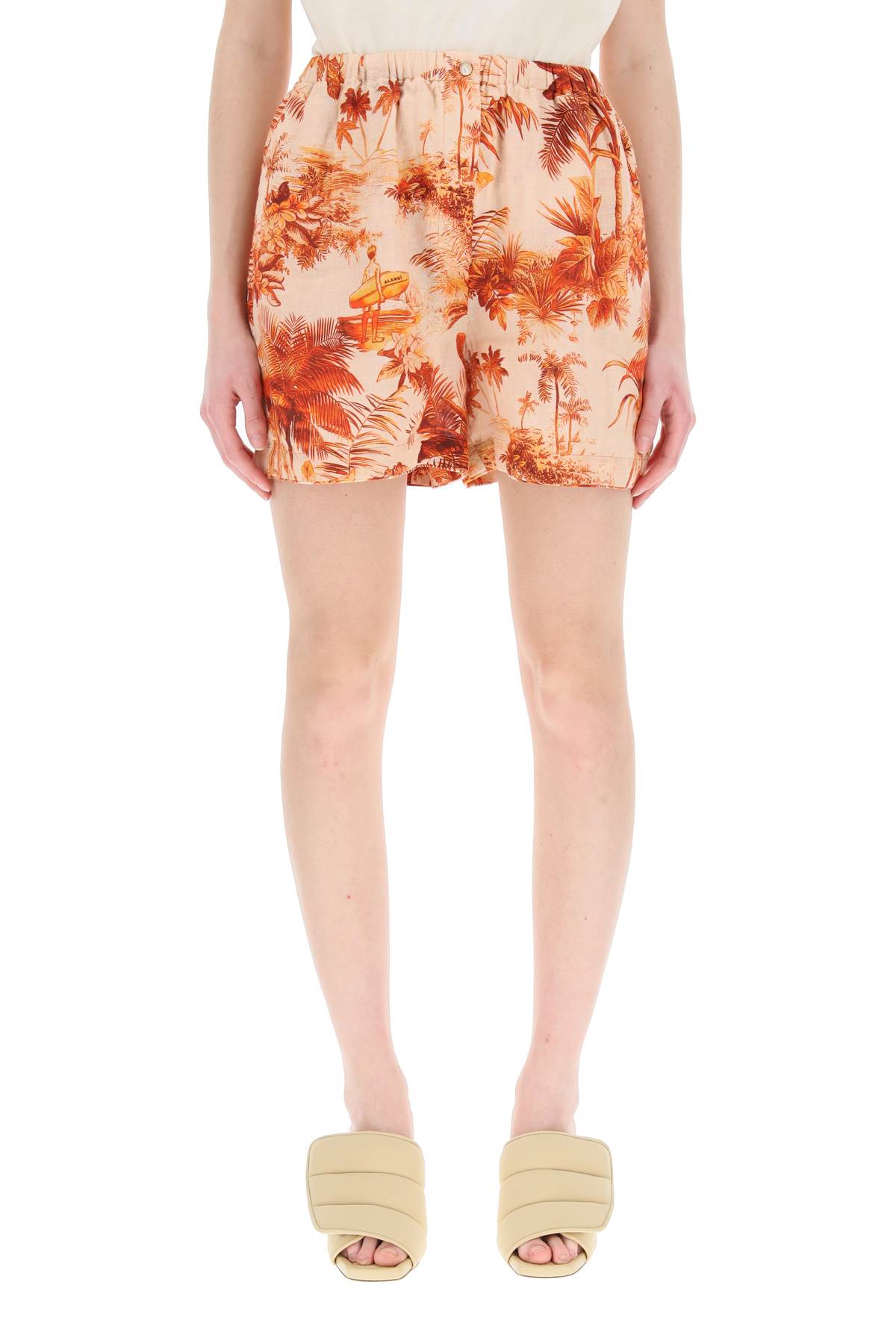 Alanui Linen Hookipa Toile De Jouy Short in Rust Orange Orange Womens Clothing Shorts Formal shorts and dress shorts 