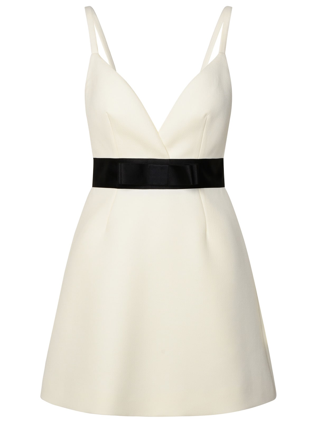 short dress with shoulder straps and satin belt