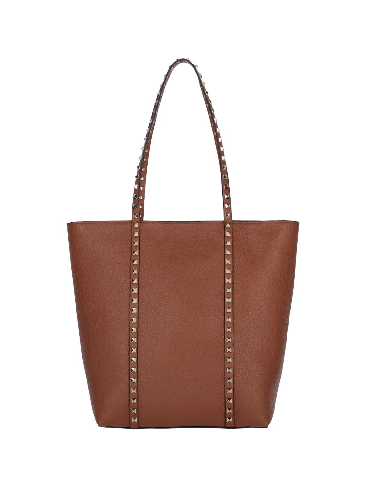 【関税&送料込】Valentino Garavani Rockstud Tote Bag In Grai Valentino Garavani Rockstud Leather Tote New With Tags Black