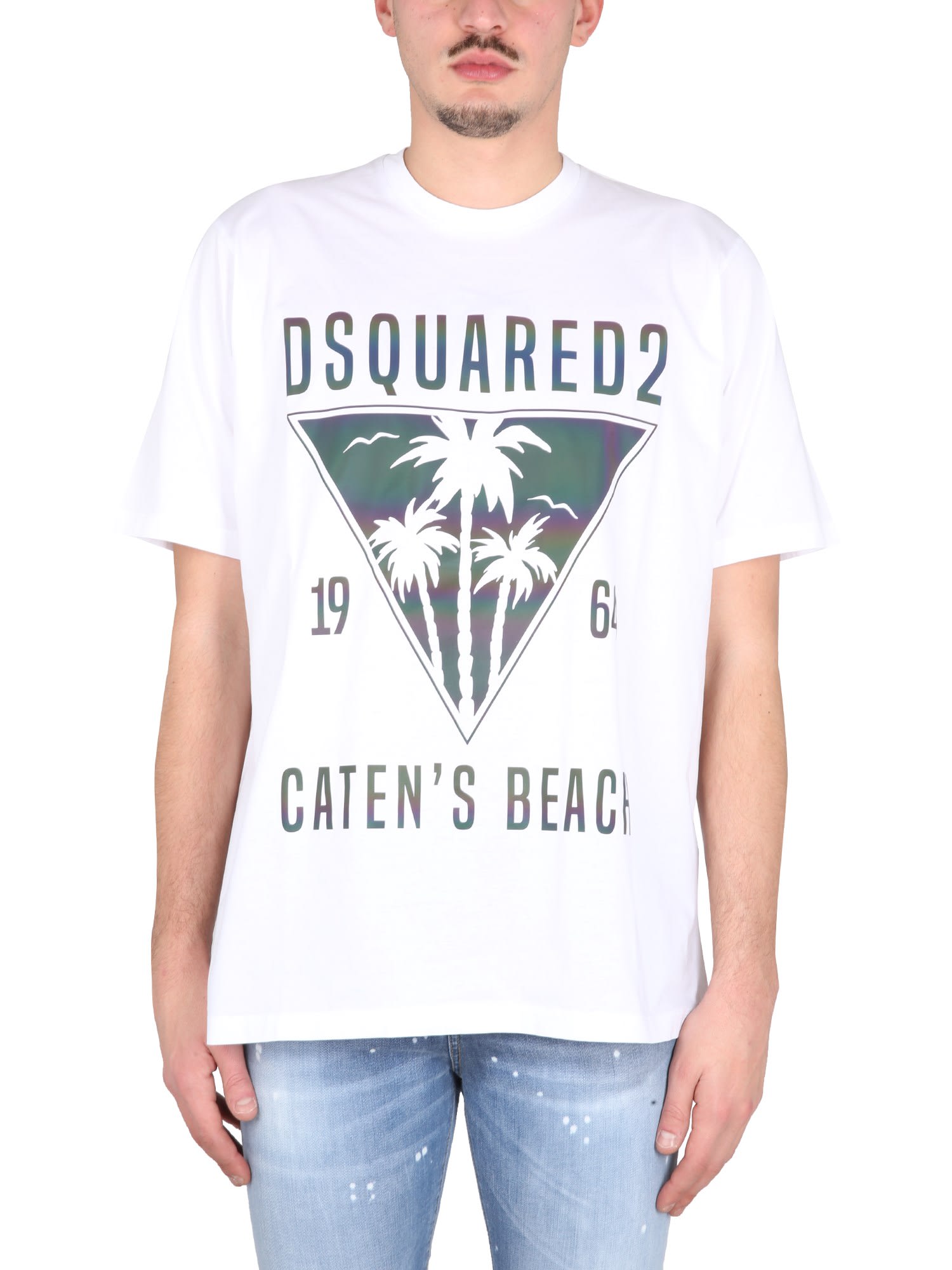 Tシャツ・カットソー D SQUARED2 T-SHIRT D2 CATENS BEACH Dsquared2 D2 Caten's Beach T-Shirt | ShopSimon