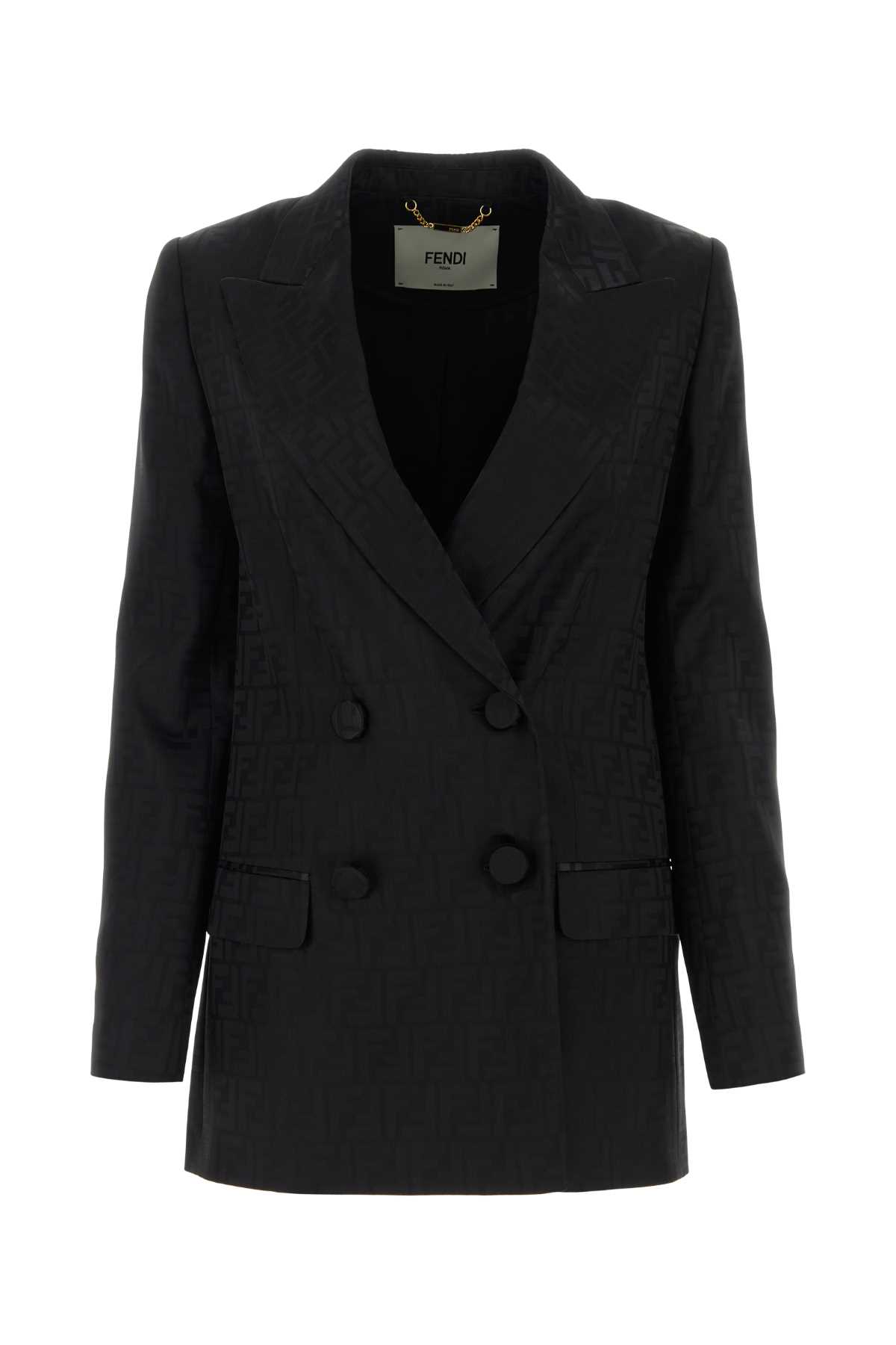 ジャケット FENDI SS24 Double-breasted blazer (FJ7454AXAU F0GME) FENDI double-breasted Draped Blazer | Black | FARFETCH