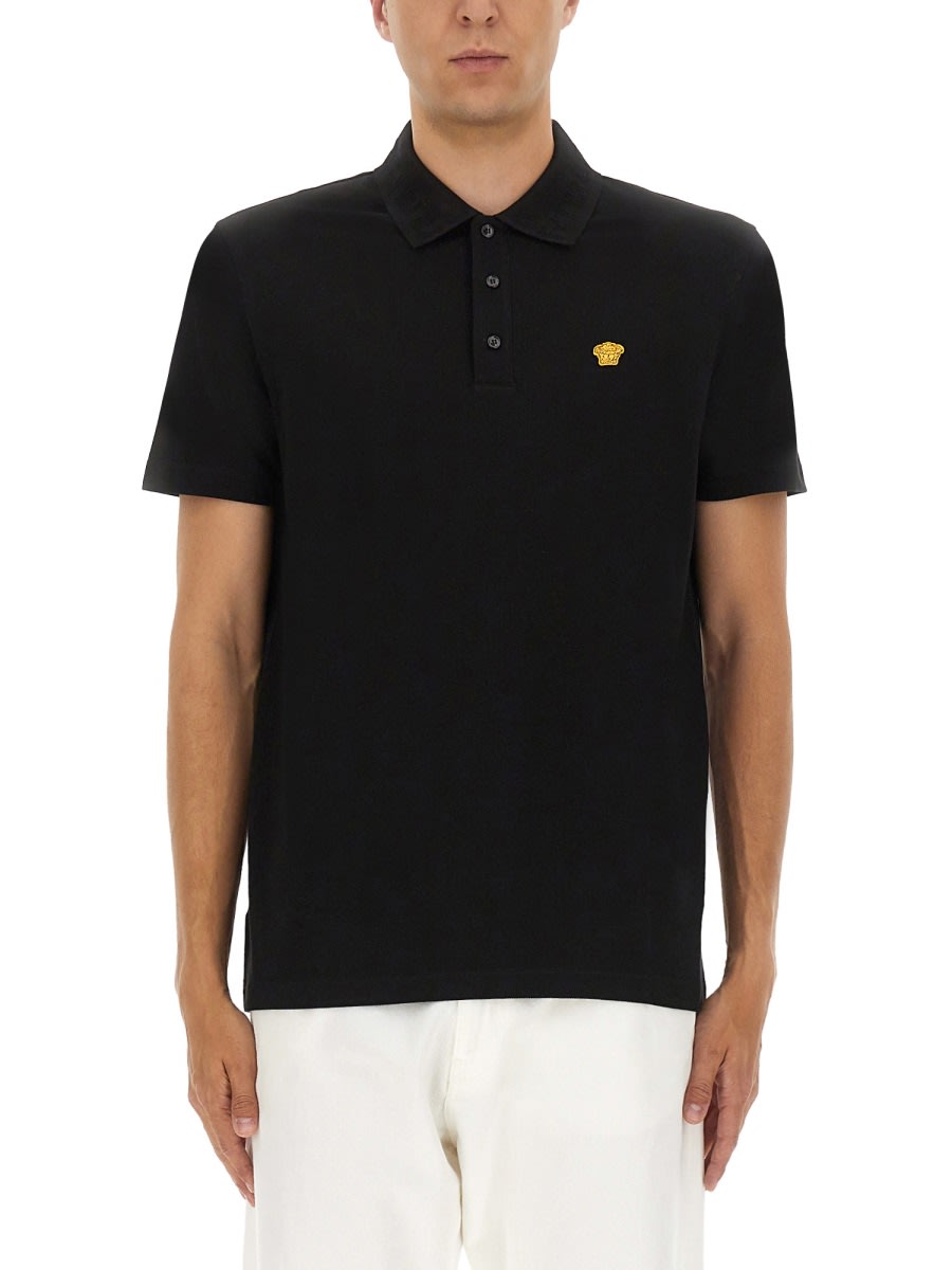 Tシャツ・カットソー VERSACE PIQUET POLO SHIRT WITH EMBROIDERY Versace Piquet Cotton Polo Shirt | Saks Fifth Avenue